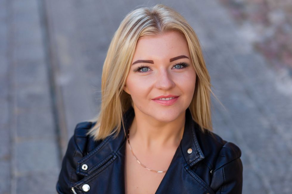 Closeup portrait of a beautiful blond girl