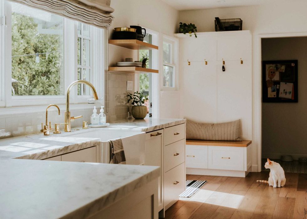 Golden kitchen faucet interior design