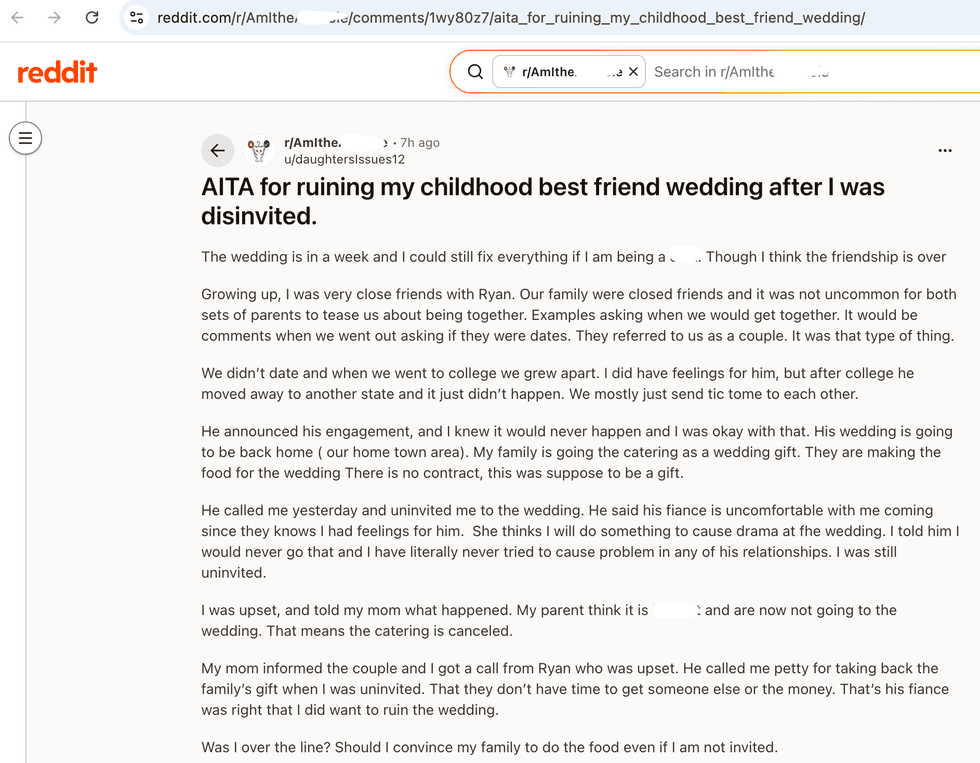 Pictured above is a screenshot of the original Reddit post for you to read