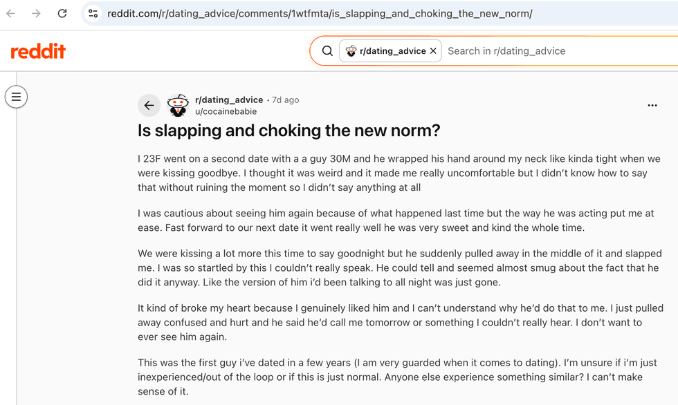 Pictured above is a screenshot of the original Reddit post for you to read