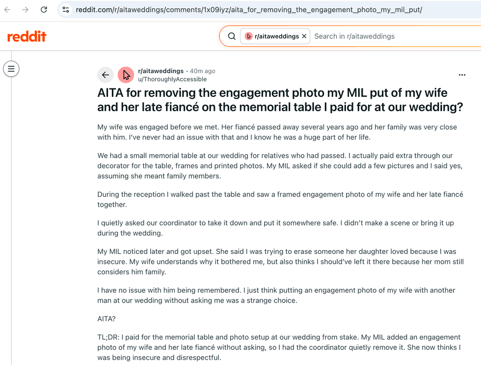 Pictured above is a screenshot of the original Reddit post for you to read