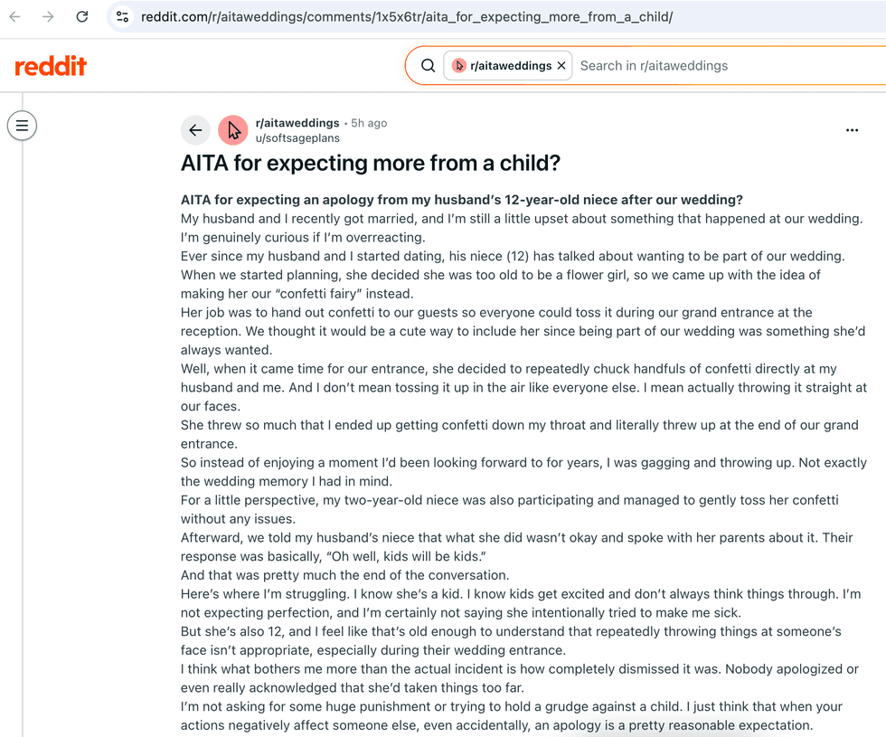 Pictured above is a screenshot of the original Reddit post for you to read