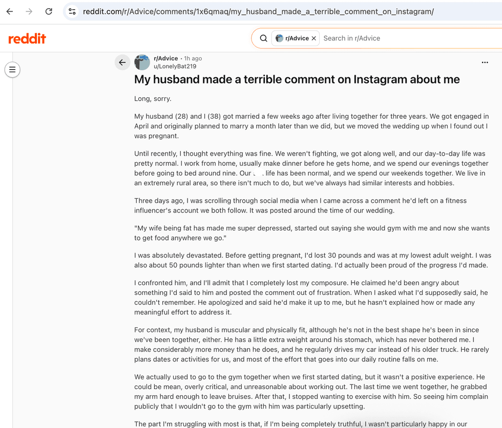Pictured above is a screenshot of the original Reddit post for you to read