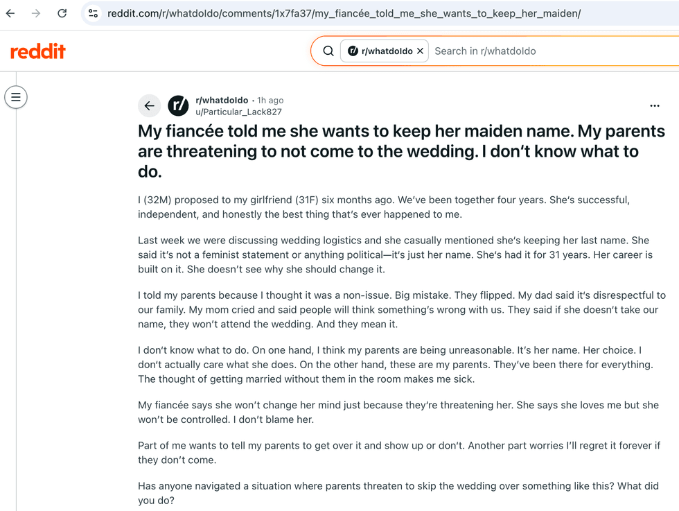 Pictured above is a screenshot of the original Reddit post for you to read