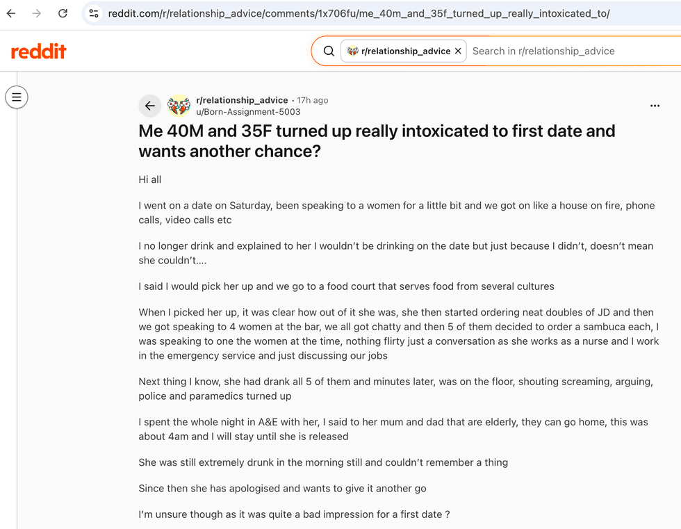 Pictured above is a screenshot of the original Reddit post for you to read