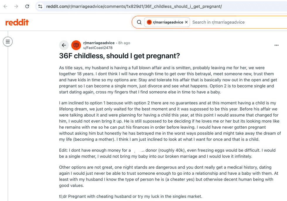 Pictured above is a screenshot of the original Reddit post for you to read