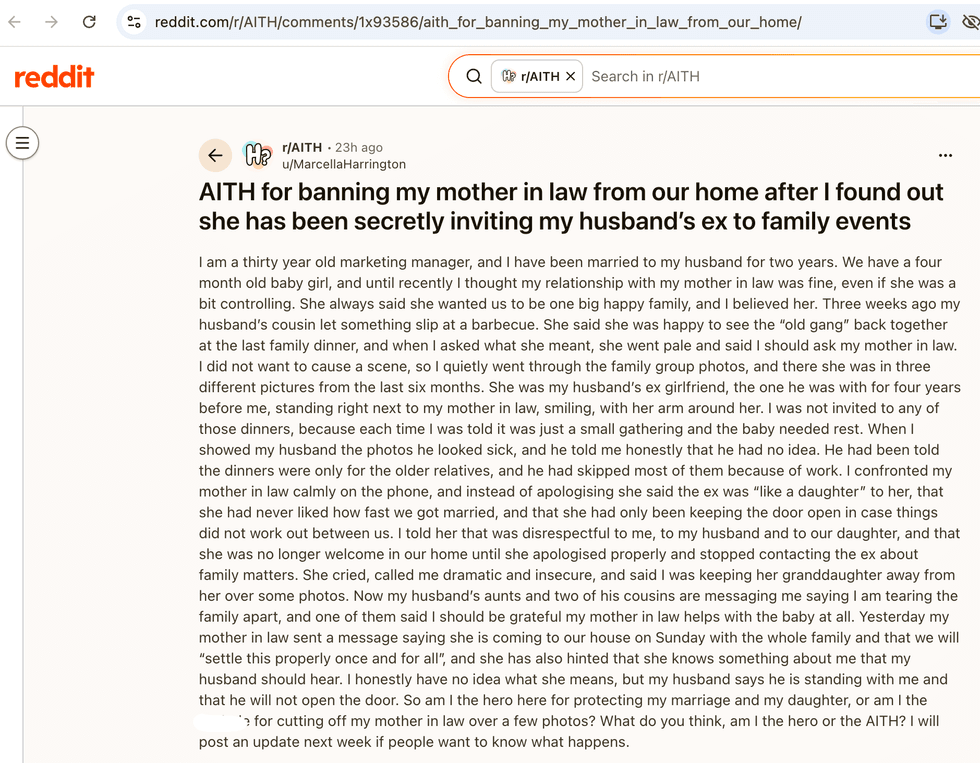 Pictured above is a screenshot of the original Reddit post for you to read