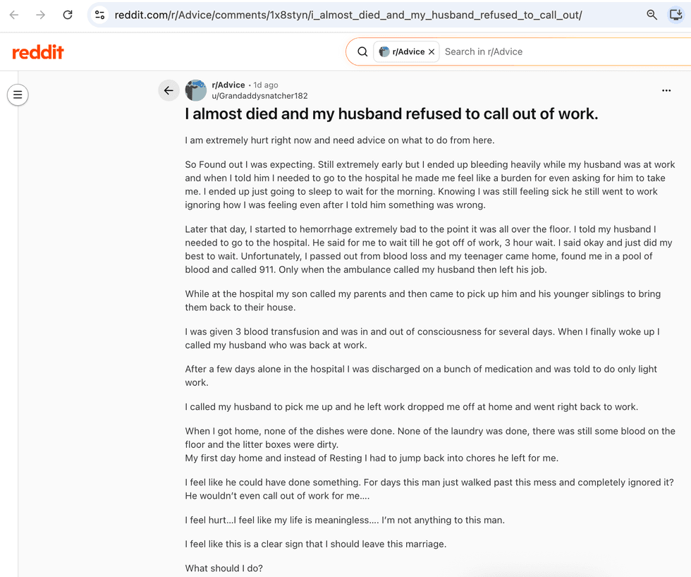 Pictured above is a screenshot of the original Reddit post for you to read