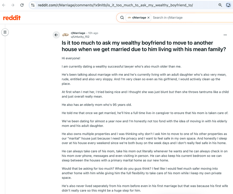 Pictured above is a screenshot of the original Reddit post for you to read