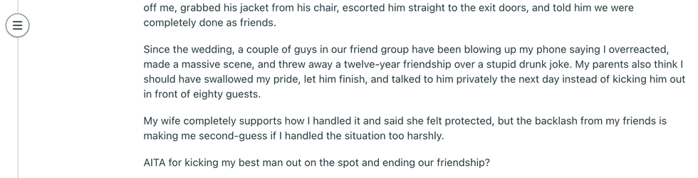 Pictured above is a second screenshot of the original Reddit post for you to read