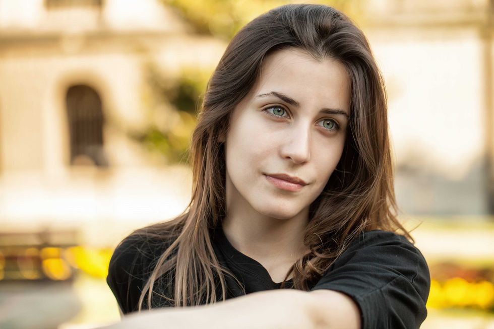 Portrait of a Pretty Woman with blue eyes
