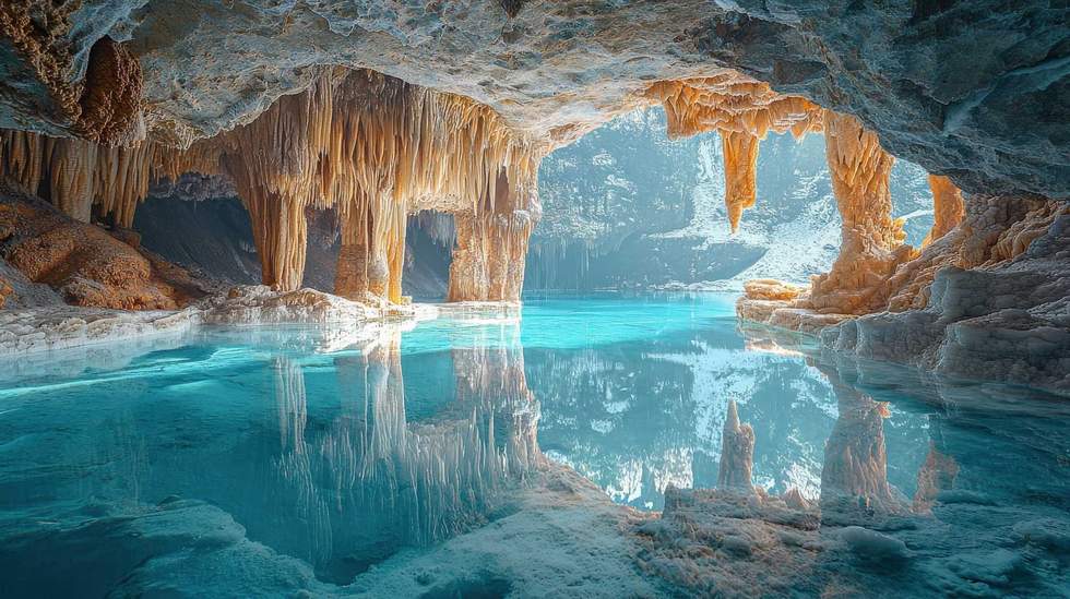 Stunning cave exploration underground water body nature photography crystal clear environment serene viewpoint