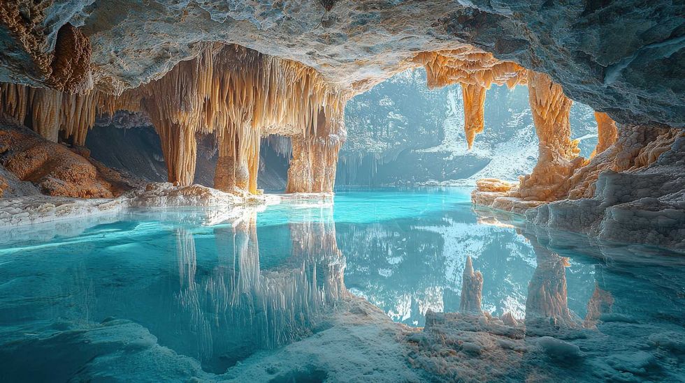 Stunning cave exploration underground water body nature photography crystal clear environment serene viewpoint
